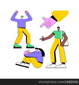 Violence at school abstract concept vector illustration. School gang fight, kids bullying kicking, student fight, child abuse, physical attack, scared crying classmate, conflict abstract metaphor.. Violence at school abstract concept vector illustration.
