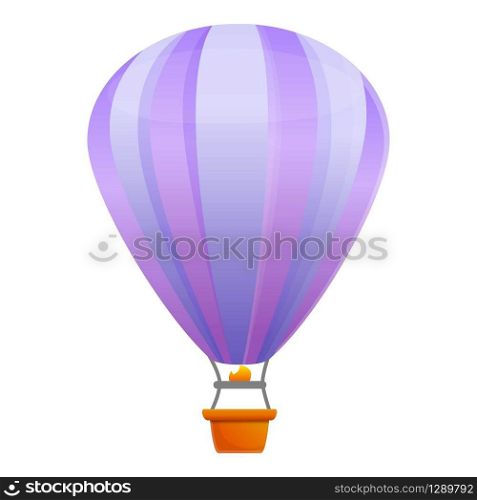 Violet air balloon icon. Cartoon of violet air balloon vector icon for web design isolated on white background. Violet air balloon icon, cartoon style