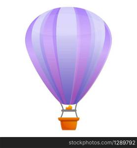 Violet air balloon icon. Cartoon of violet air balloon vector icon for web design isolated on white background. Violet air balloon icon, cartoon style