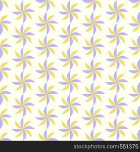 Violet and Yellow propeller pattern on pastel color. Vane seamless pattern for modern or retro design