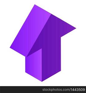 Violet arrow icon. Isometric of violet arrow vector icon for web design isolated on white background. Violet arrow icon, isometric style