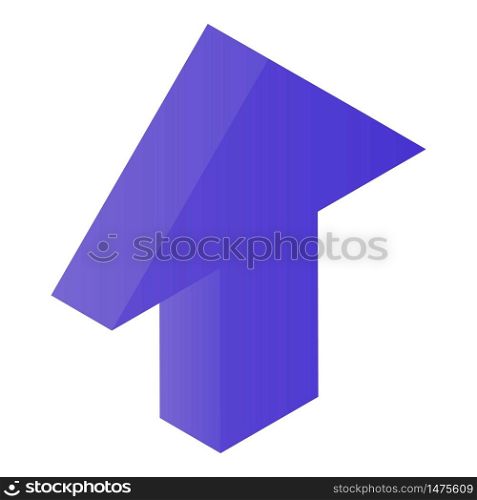 Violet arrow up icon. Isometric of violet arrow up vector icon for web design isolated on white background. Violet arrow up icon, isometric style