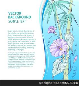 Violet bindweed on a background with empty space. Vector illustration, contains transparencies, gradients and effects.