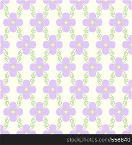 Violet blossom and spiral seamless pattern on pastel background. Sweet bloom for vintage or modern design.