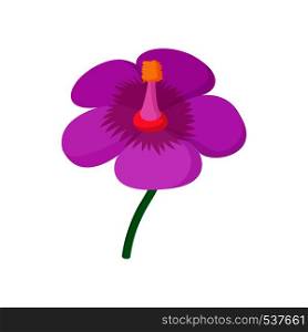 Violet flower icon in cartoon style on a white background. Violet flower icon, cartoon style