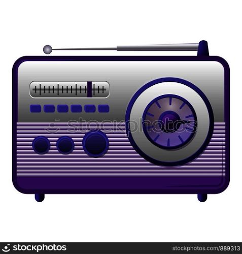 Violet fm radio icon. Cartoon of violet fm radio vector icon for web design isolated on white background. Violet fm radio icon, cartoon style