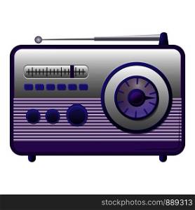 Violet fm radio icon. Cartoon of violet fm radio vector icon for web design isolated on white background. Violet fm radio icon, cartoon style