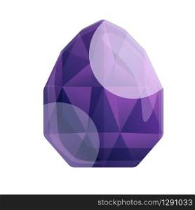 Violet gemstone icon. Cartoon of violet gemstone vector icon for web design isolated on white background. Violet gemstone icon, cartoon style