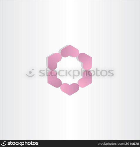 violet geometric hearts in circle logo sumbol love