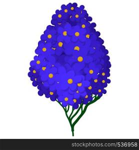 Violet hydrangea icon in cartoon style on a white background. Violet hydrangea icon, cartoon style