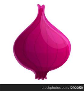 Violet raw onion icon. Cartoon of violet raw onion vector icon for web design isolated on white background. Violet raw onion icon, cartoon style