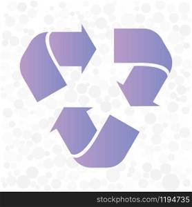 Violet recycle arrow icon. Vector sign illustration. Isolated on white circle transparent background