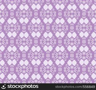 Violet retro flower and spiral pattern in old classic style. Vintage seamless pattern for ancient or classic design.