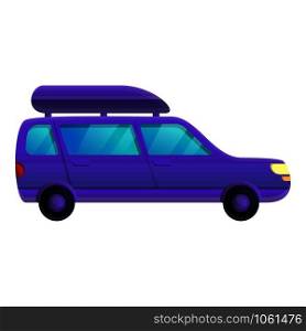 Violet travel car icon. Cartoon of violet travel car vector icon for web design isolated on white background. Violet travel car icon, cartoon style