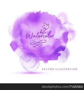 Violet watercolor painted stain vector abstract background