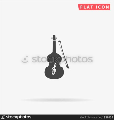 Violin flat vector icon. Glyph style sign. Simple hand drawn illustrations symbol for concept infographics, designs projects, UI and UX, website or mobile application.. Violin flat vector icon