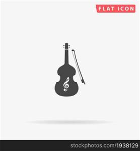 Violin flat vector icon. Glyph style sign. Simple hand drawn illustrations symbol for concept infographics, designs projects, UI and UX, website or mobile application.. Violin flat vector icon