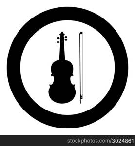 Violin icon black color in circle vector illustration