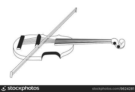 Violin musical instrument string black and white 2D line cartoon object. Classical entertainment. Symphony viola isolated vector outline item. Music equipment monochromatic flat spot illustration. Violin musical instrument string black and white 2D line cartoon object