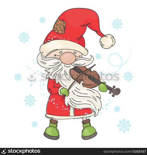 VIOLIN SANTA Merry Christmas Musician Vector Illustration Set