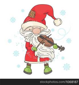VIOLIN SANTA Merry Christmas Musician Vector Illustration Set