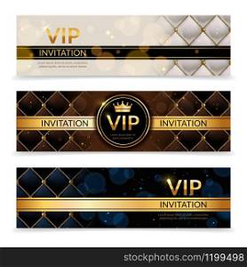 Vip banners. Premium invitation card, luxury golden and platinum design template, elegant glamour vip club party promotion flyer vector royal collection. Vip banners. Premium invitation card, luxury golden and platinum design template, elegant glamour vip club party flyer vector collection