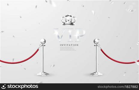 VIP carpet and golden barriers realistic 3d vector illustration