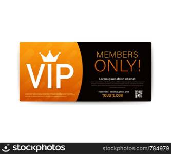 Vip club cards, Members Only Gold ribbon, label. Gold and luxury, membership icon, exclusive and priority. Vector stock illustration.
