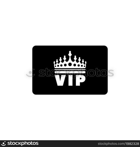 VIP Credit Card. Flat Vector Icon. Simple black symbol on white background. VIP Credit Card Flat Vector Icon