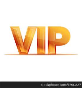 VIP inscription in gold icon. Cartoon of VIP inscription in gold vector icon for web design isolated on white background. VIP inscription in gold icon, cartoon style