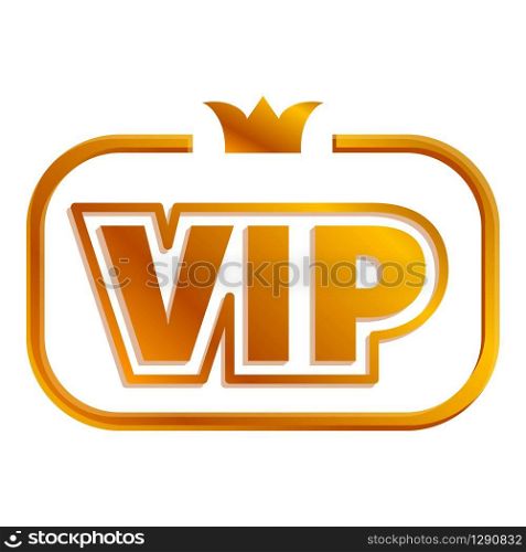 VIP inscription with a crown icon. Cartoon of VIP inscription with a crown vector icon for web design isolated on white background. VIP inscription with a crown icon, cartoon style