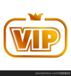 VIP inscription with a crown icon. Cartoon of VIP inscription with a crown vector icon for web design isolated on white background. VIP inscription with a crown icon, cartoon style