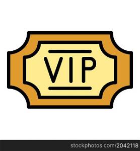 VIP label icon. Outline VIP label vector icon color flat isolated. VIP label icon color outline vector