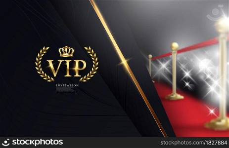 VIP Red carpet and golden barriers realistic 3d vector illustration