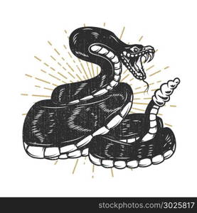 Viper snake illustration. Design element for emblem, sign, poster, t shirt. Vector illustration