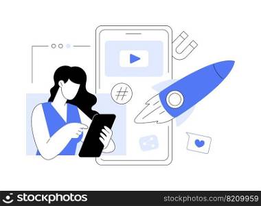 Viral content abstract concept vector illustration. Internet meme, viral content trends, social media marketing strategy, best sharing post, video production, high engagement abstract metaphor.. Viral content abstract concept vector illustration.