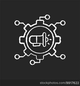 Viral marketing chalk white icon on black background. Business strategy that uses existing social networks to promote company products or services. Isolated vector chalkboard illustration. Viral marketing chalk white icon on black background