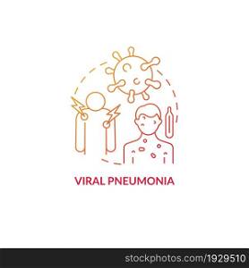 Viral pneumonia red gradient concept icon. Pulmonary inflammation type abstract idea thin line illustration. Muscle pain and fever. Viral respiratory pathogens. Vector isolated outline color drawing. Viral pneumonia red gradient concept icon