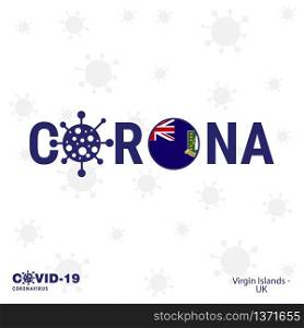 Virgin Islands UK Coronavirus Typography. COVID-19 country banner. Stay home, Stay Healthy. Take care of your own health