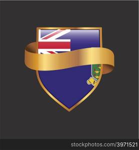 Virgin Islands UK flag Golden badge design vector
