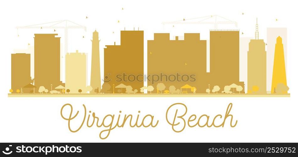 Virginia Beach City skyline golden silhouette. Vector illustration. Simple flat concept for tourism presentation, banner, placard or web. Business travel concept. Cityscape with landmarks