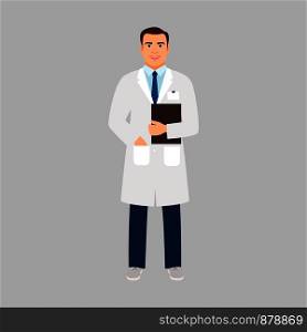 Virologist medical specialist isolated vector illustration on grey background. Virologist medical specialist