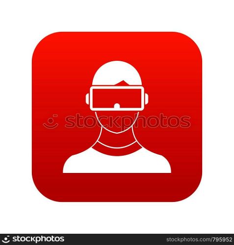Virtual 3d reality goggles icon digital red for any design isolated on white vector illustration. Virtual 3d reality goggles icon digital red