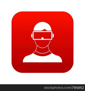 Virtual 3d reality goggles icon digital red for any design isolated on white vector illustration. Virtual 3d reality goggles icon digital red