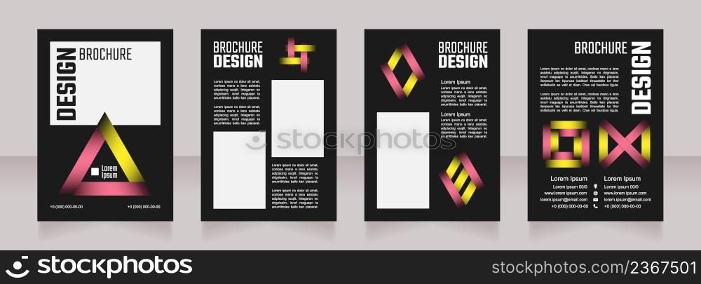 Virtual art blank brochure design. Template set with copy space for text. Premade corporate reports collection. Editable 4 paper pages. Teco Light, Semibold, Arial Regular fonts used. Virtual art blank brochure design