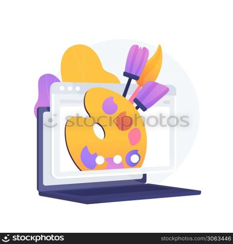Virtual arts and crafts online lessons abstract concept vector illustration. DIY items maker, improve skills in quarantine, online tutorials, free classes, educational platform abstract metaphor.. Virtual arts and crafts online lessons abstract concept vector illustration.