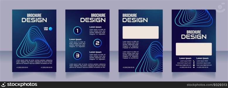 Virtual bank services blank brochure design. Template set with copy space for text. Premade corporate reports collection. Editable 4 paper pages. Bebas Neue, Audiowide, Roboto Light fonts used. Virtual bank services blank brochure design