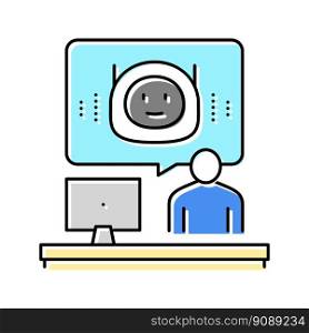 virtual chat bot color icon vector. virtual chat bot sign. isolated symbol illustration. virtual chat bot color icon vector illustration