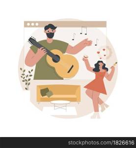 Virtual concert abstract concept vector illustration. Quarantine live stream, social media, online music performance, social distance, stay home, worldwide private concert abstract metaphor.. Virtual concert abstract concept vector illustration.