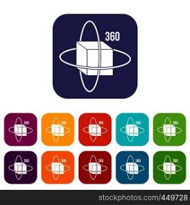 Virtual cube icons set vector illustration in flat style In colors red, blue, green and other. Virtual cube icons set flat